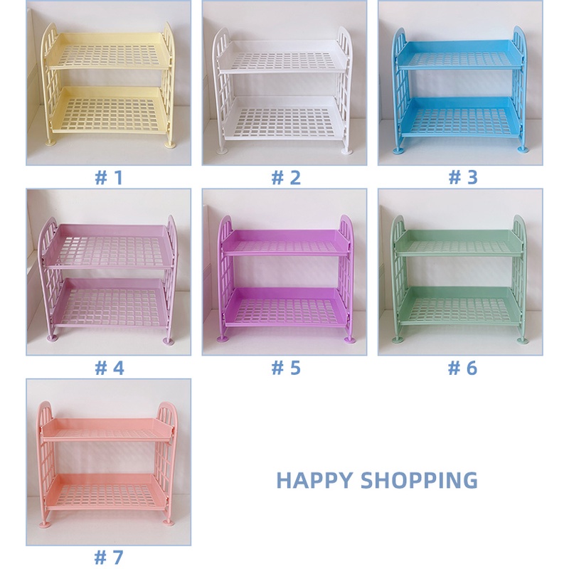 Rak Tempat Menyimpan Barang Model Dua Lapisan Dapat Dilipat Bahan PVC