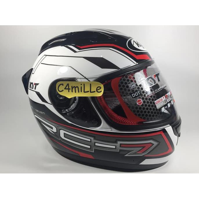 Helm Full Face KYT RC 7 / RC7 #14 White Black Red