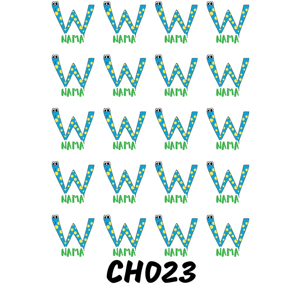 

Sticker Nama Cutting Label Waterproof Tahan Air Huruf 23 (CH023)