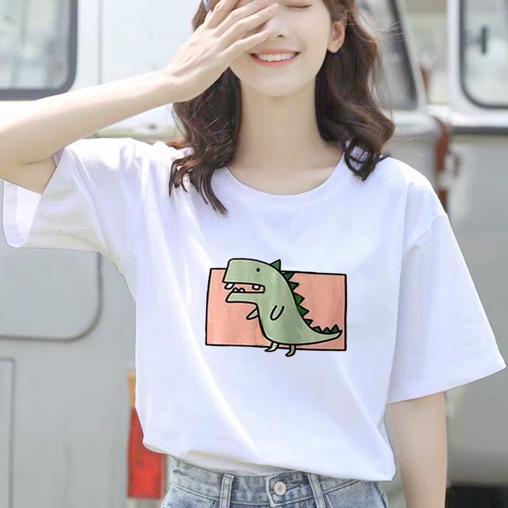 CALVIERO SHOP - BAJU KAOS ATASAN WANITA PRINT DINO CUTE