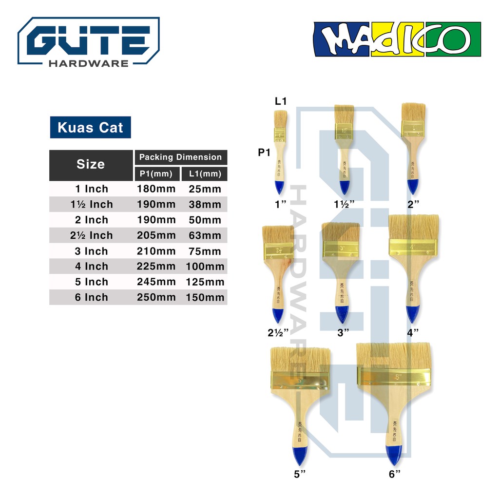 Kuas Cat Vernish “MADICO” Berbagai Ukuran / Paint Brush / Kuas Tembok Dinding