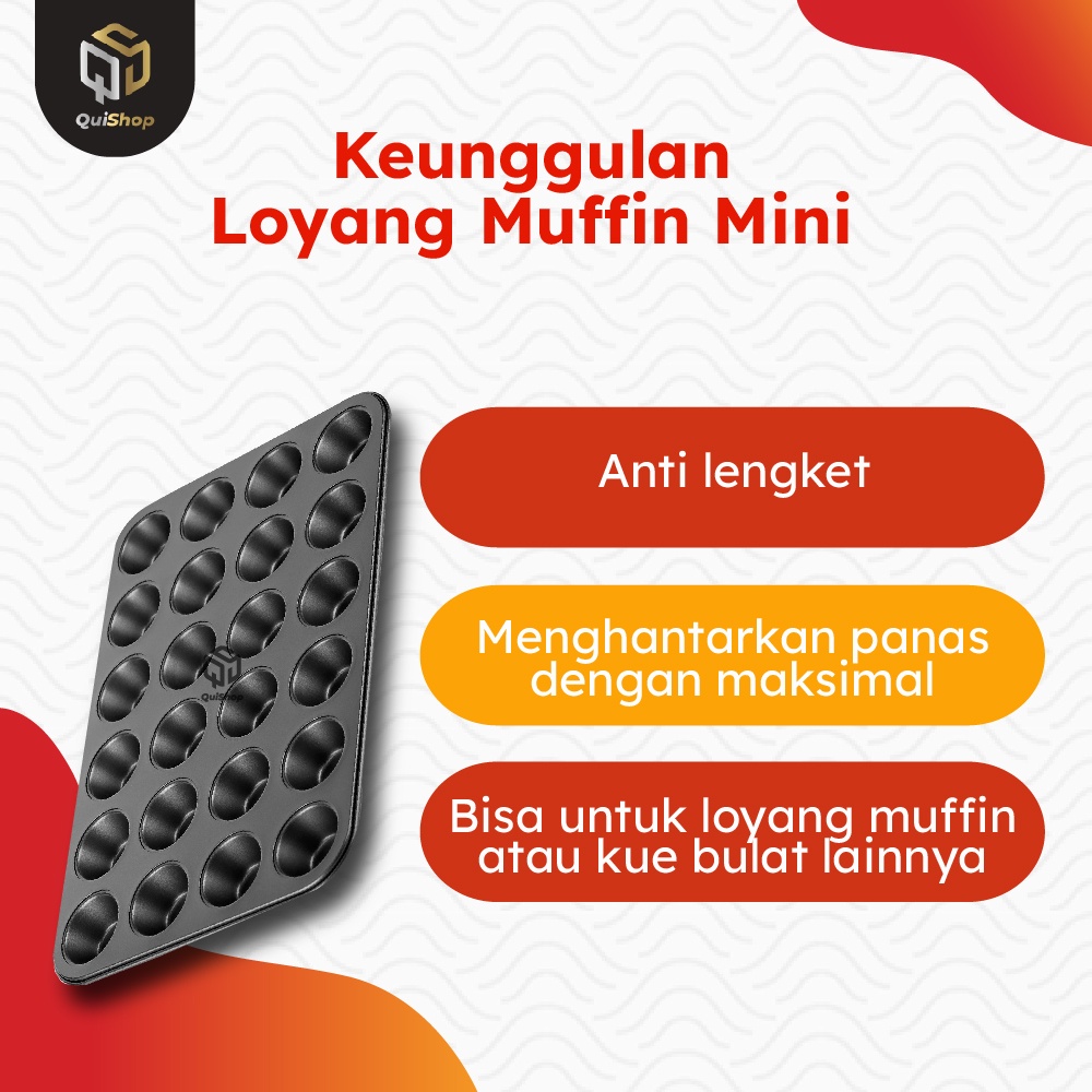 Cetakan Kue Loyang Mini Muffin Teflon Cupcakes Cupcake 24 Round Flat Cups Black Peralatan Dapur Premium Termurah