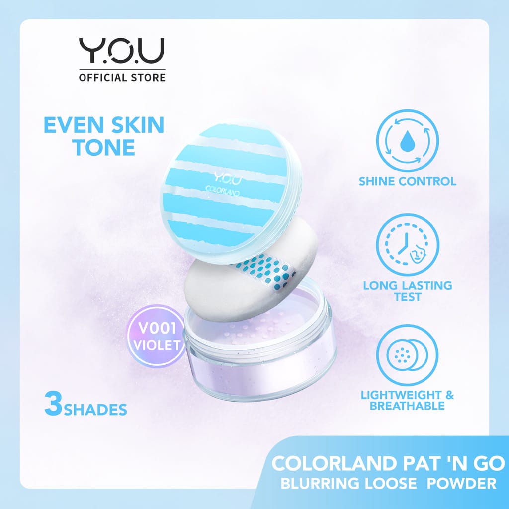 YOU Colorland Loose Powder Pat 'n Go|Shine-free Lightweight Even Skin Tone/emperor/