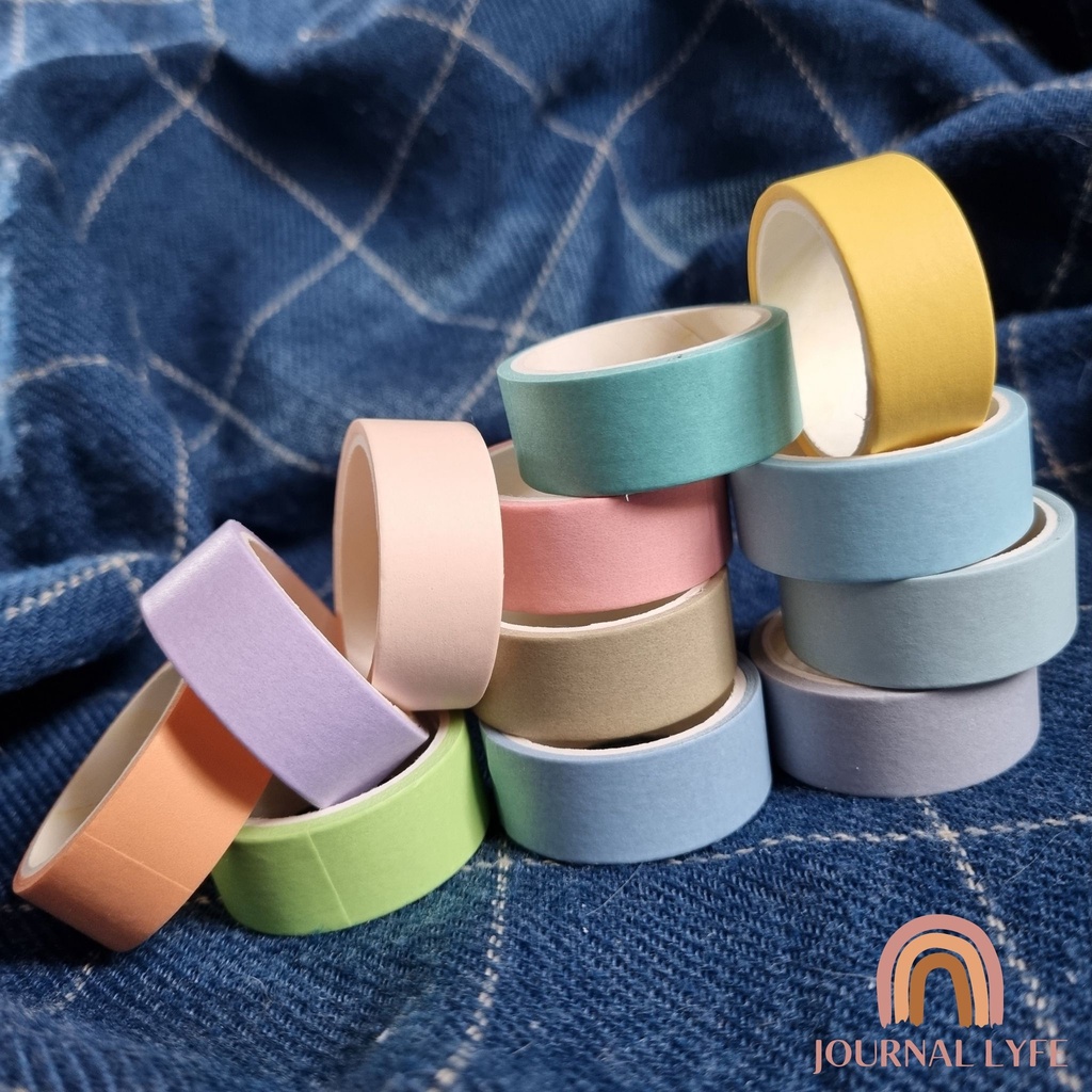 

[JOURNALYFE] 1 Pc Washi Tape Warna polos untuk Dekor Bujo / scrapbook