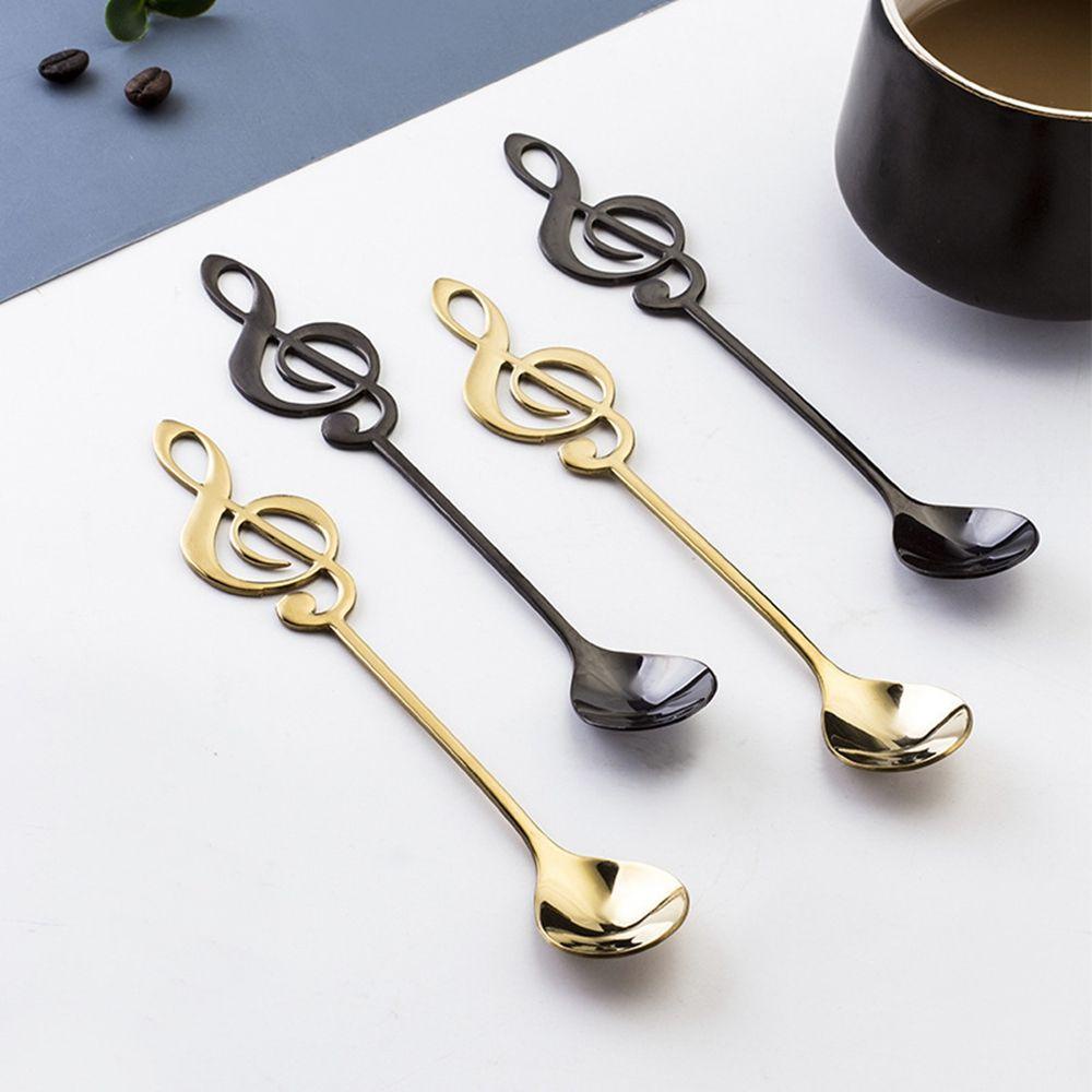 Nickolas1 Sendok Teh Kreatif Multi-Warna Opsional Cermin Dipoles Stainless Steel Alat Dapur Hadiah Sendok Simbol Musik Dessert Spoon