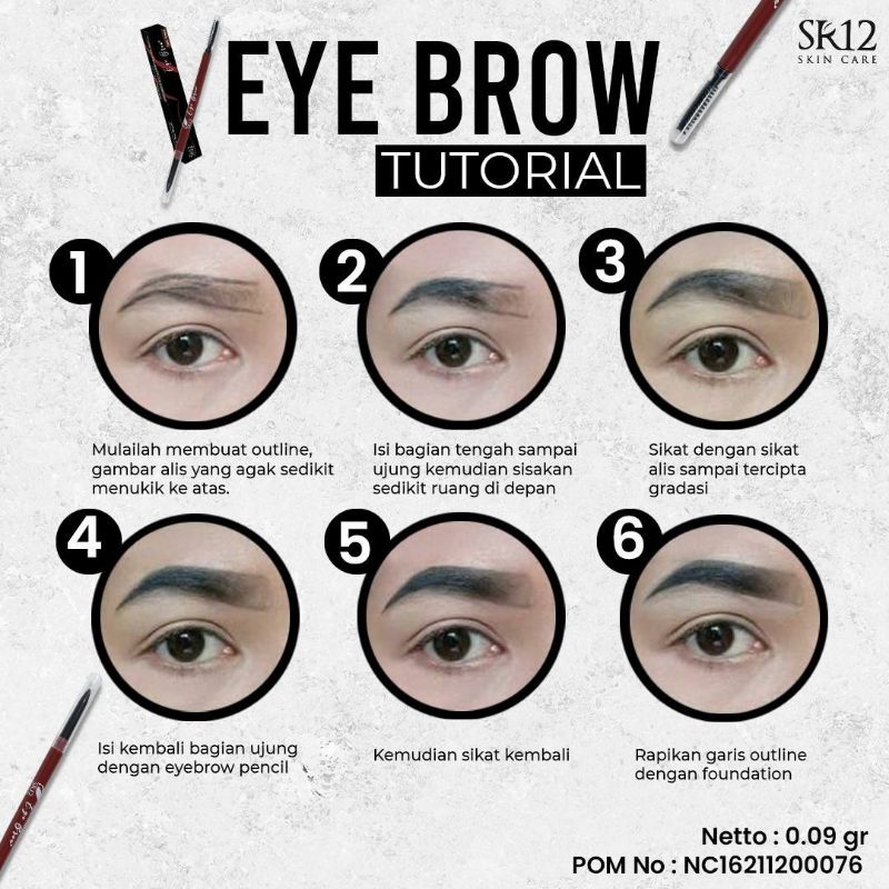 Pensil Alis SR12 EYEBROW Eye Brow Dark Brown Tahan Lama Antioksidan Mudah Diaplikasikan