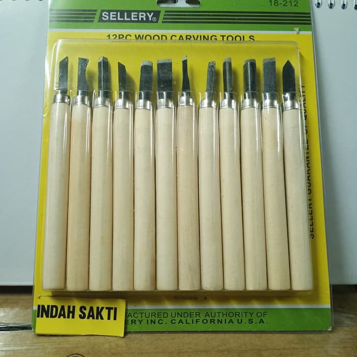 Alat Pisau Ukir Pahat Kayu / Wood Carving Tools Set 12 pcs SELLERY