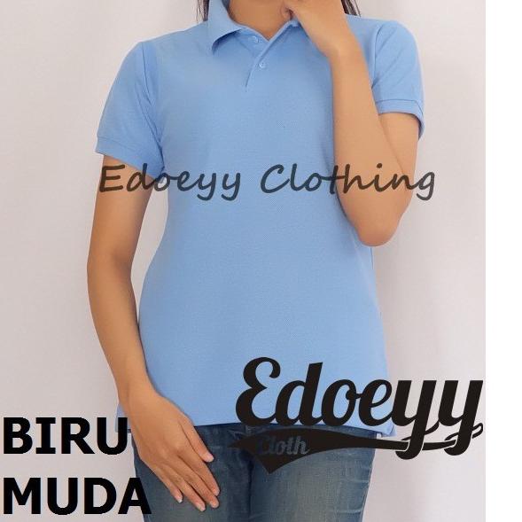 [KODE PRODUK 00DWK5168] Kaos Polo Cewek Biru Muda / Woman Polo Shirt / Kaos polo Lady / Baju Kerah W