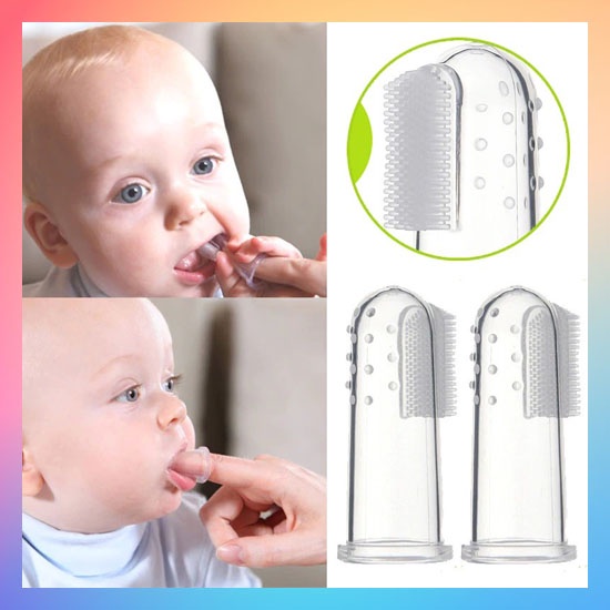 SIKAT GIGI Bayi Finger Tooth Brush Silikon Jari Baby Newborn Lidah Gusi Silicone Food Grade Lembut Sikat Gigi Silicon Bayi / Finger Tooth Brush/ Pembersih Mulut Bayi dengan Jari Ibu