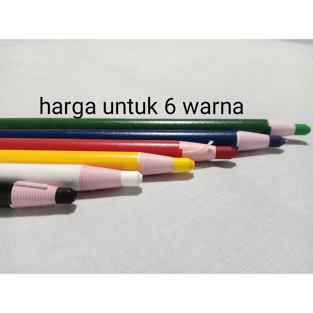 

kapur pensil 6 warna harga untuk 6 pcs/ pencil glass 6 biji warna campur/ / Alat jahit / kebutuhan menjahit/ peralatan mesin jahit