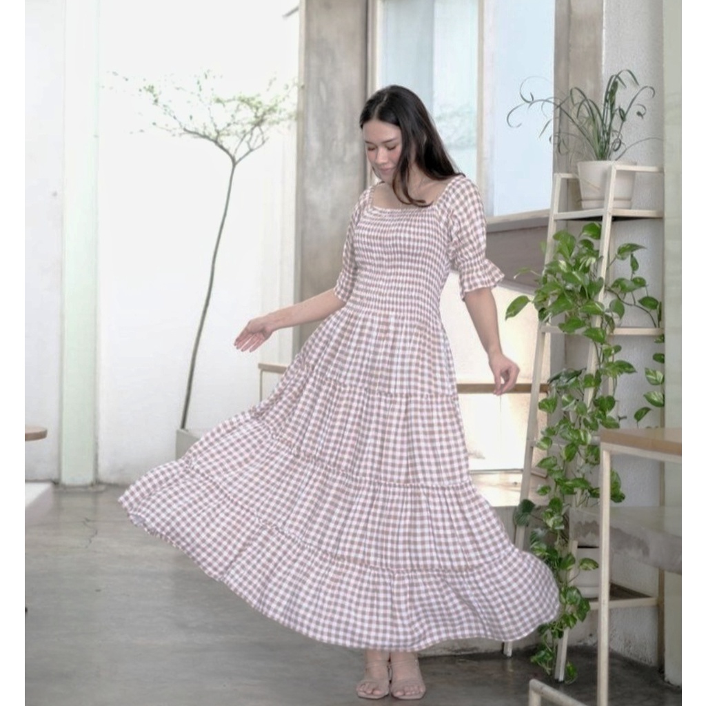 Kiandra - Long Dress Kerut Double Ruffle