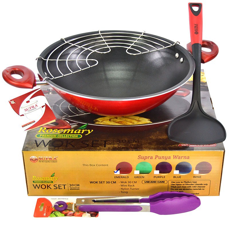 Supra Rosemary Non Stick Wok Set / Wajan Penggorengan Ayam [30 cm]