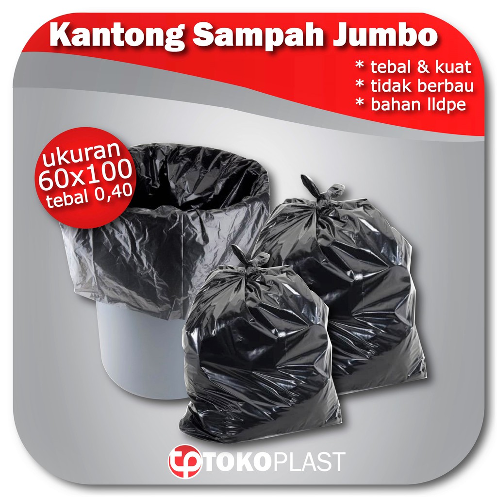 KANTONG PLASTIK  SAMPAH HITAM  BESAR  TRASH BAG UKURAN 60 X 