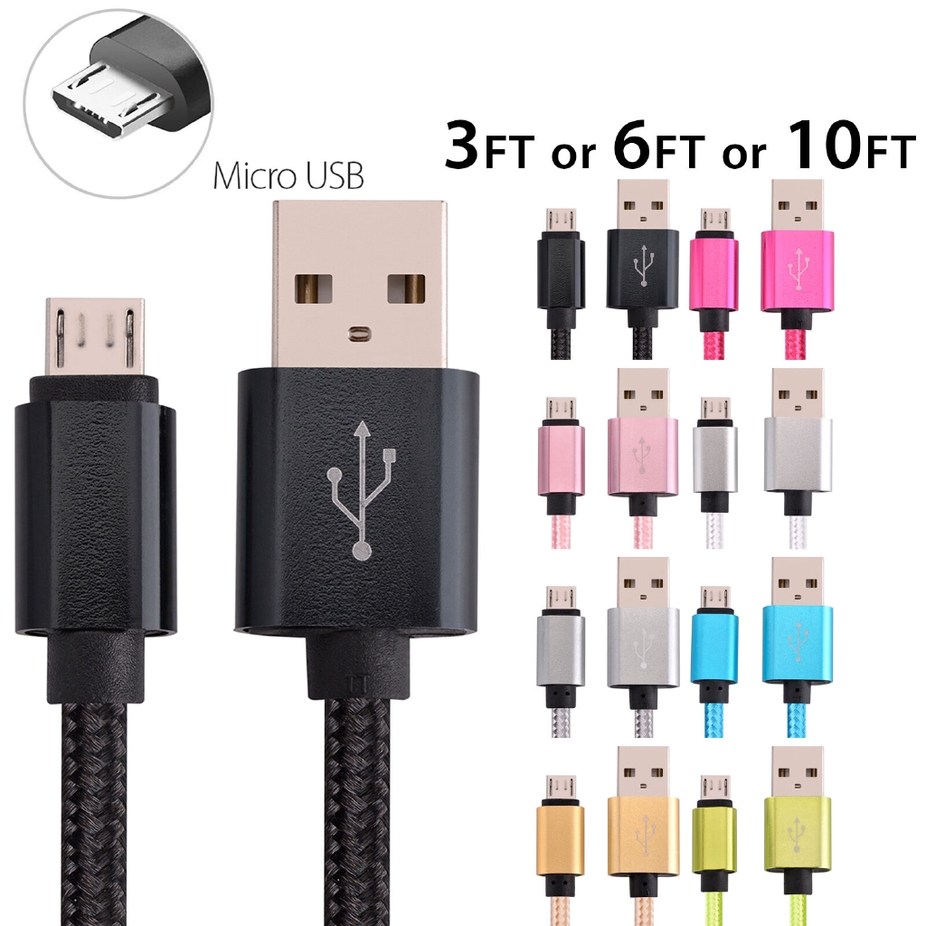 Kabel Data/Charger Micro Usb Fast Charging 1/2/3m Model Kepang Untuk Android