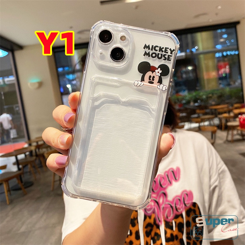 Casing Soft Case TPU Transparan + Dompet Mickey / Minnie Untuk Realme C21Y / C25s / 9i / C25 / C12 / C25Y / C20 / C20A / C11 / 2021 / C1 / Narzo / 30A / 20