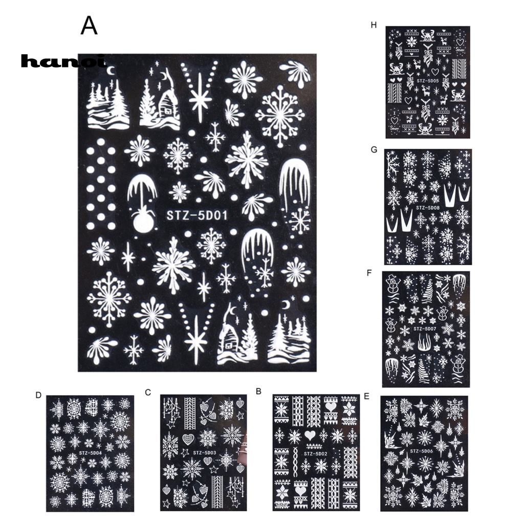 Stiker Kuku Motif Snowflake Untuk Dekorasi