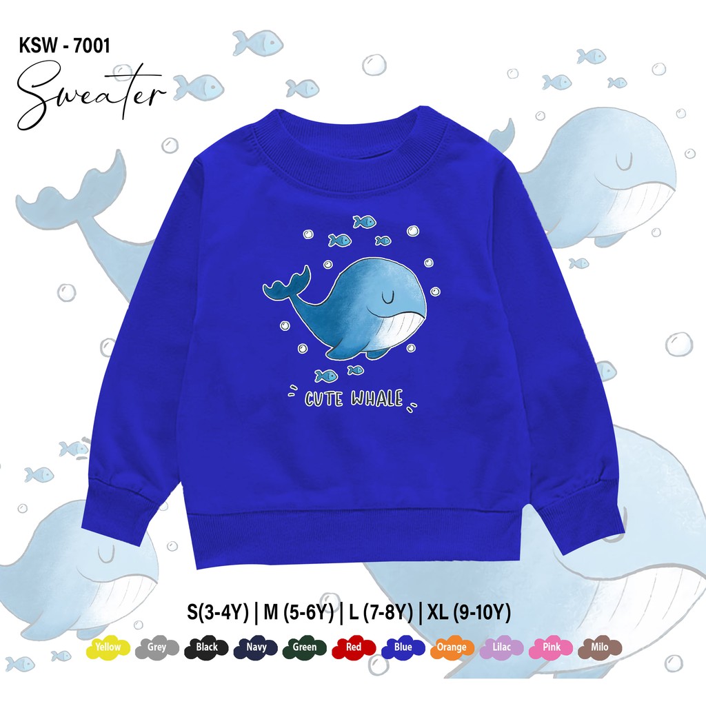 SWEATER ANAK -ANAK / BAJU  KIDS 1-10THN / BAHAN FLEECE PREMIUM ADEM / PAUS WHALE / UNISEX