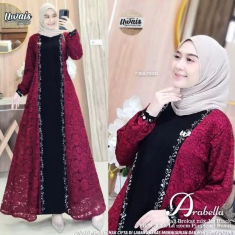 Gamis brokat Arabella,Azirra set/Gamis Kekinian/Gamis premium/Baju Muslim/gamis murah/pakaian kondan