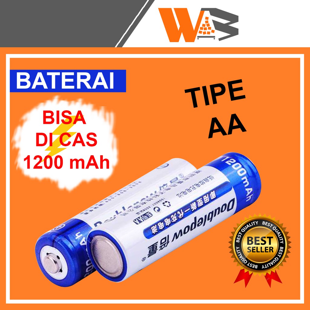 COD Baterai Batere Batre Batrai Battery Alkaline Charger Cas AA Bisa Cas 1200 mAh Rechargeable 2 Pcs