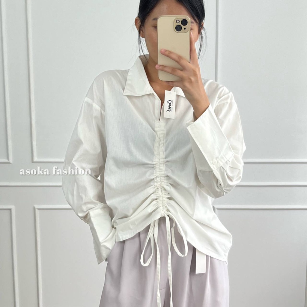 ASOKA  Yoone Top 2142 - Kemeja Korean - Kemeja Serut - Kemeja Polos Wanita