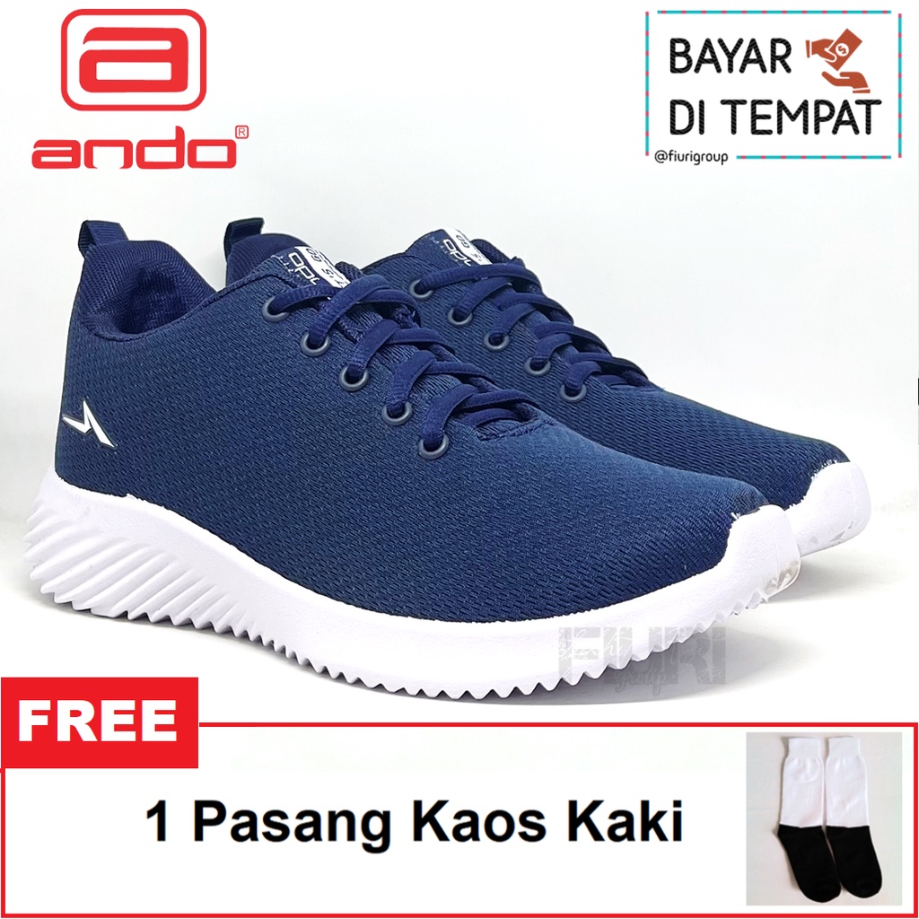 FIURI - ANDO Original - EVALD 39-43 NAVY - Sepatu Kets Pria - Sepatu Sneakers Pria - Sepatu Olahraga Sport Pria - Sepatu Casual Kanvas - Sepatu Jogging Lari Fitness Gym Senam Pria - Sepatu Sekolah Bertali SMP SMA