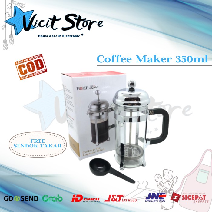 Coffee Maker Gelas Kaca 350ml ( Free Sendok Takar )