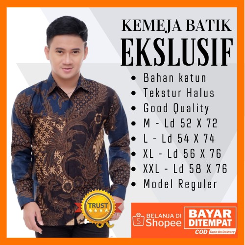 KEMEJA BATIK PRIA LENGAN PANJANG STYLISH ADEM DI PAKAI ORIGINAL SLIMFIT SERAGAM BATIK FORMAL