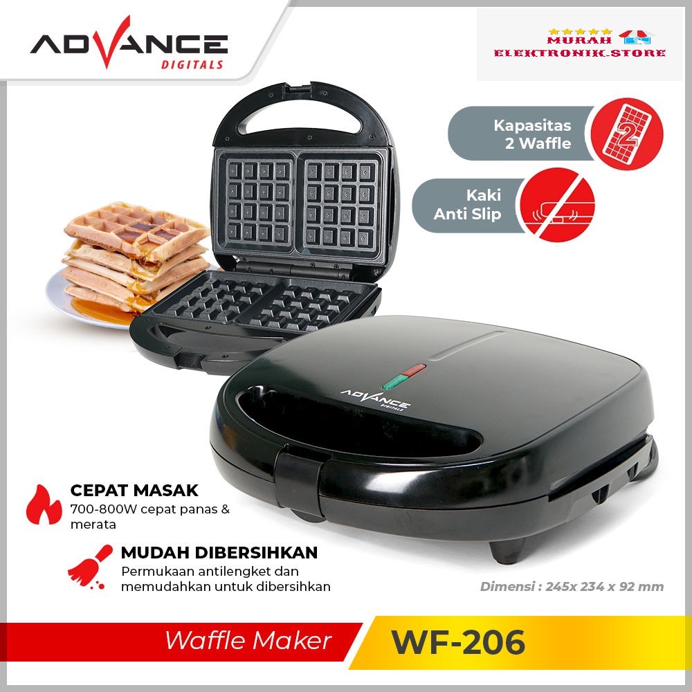 READY STOCK Advance Waffle Maker WF 206 Pemanggang Roti Waffle 2 Lapis Garansi 1 Tahun