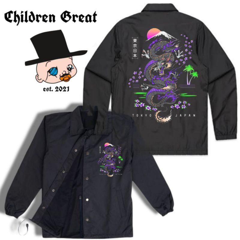 Coach jaket NAGA DRAGON logo jacket japan purple japanese VINTAGE distro bootleg parasut waterproof 