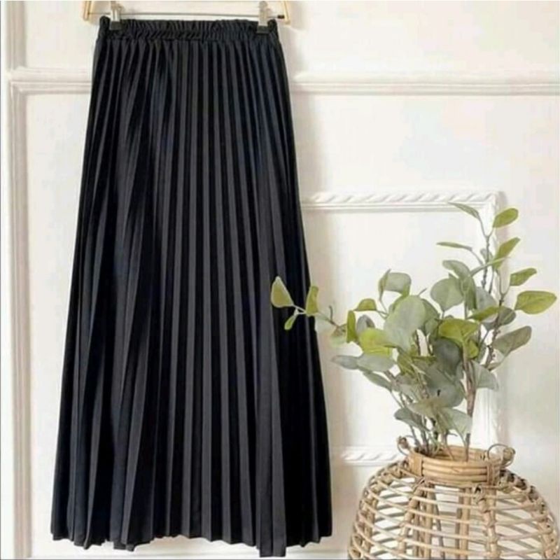 Rok Plisket Klok Black / Bawahan Perempuan / Rok Plisket Premium / Plisket Rok Perempuan