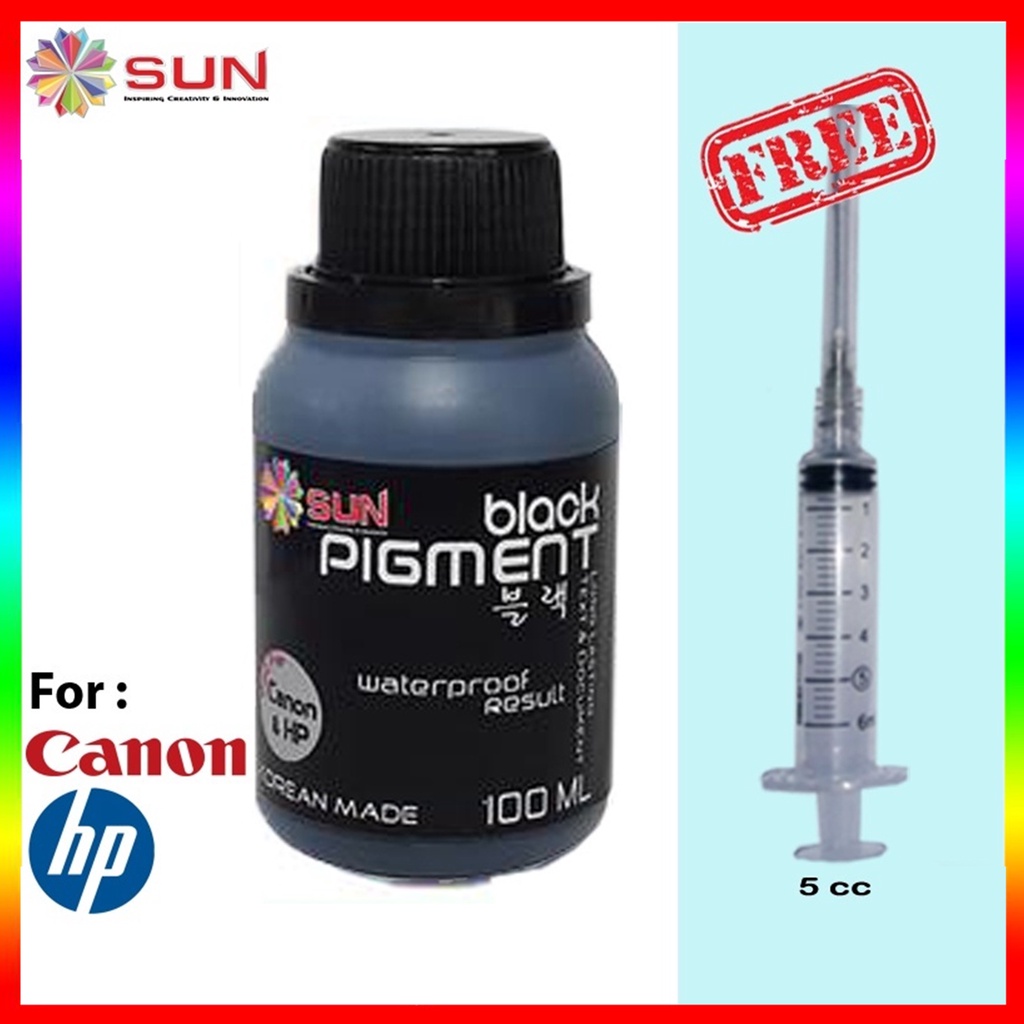 TINTA PIGMENT PRINTER CANON / HP - SUN BLACK PIGMENT INK 100 ML