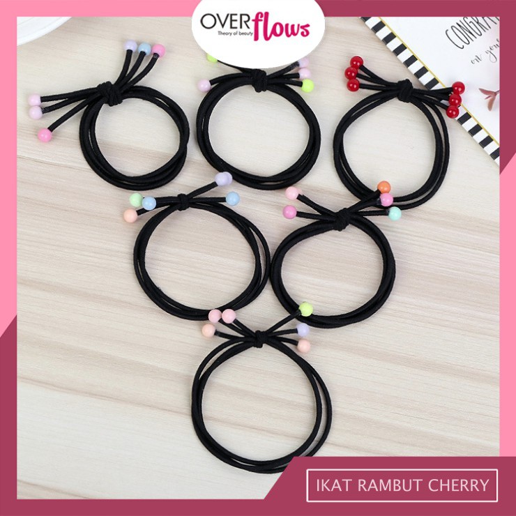 OVERFLOWS.ID Small Cherry Hairtie Ikat Tali Rambut Simpel Lucu Ala Korea Murah Jepit Rambut Isi 5