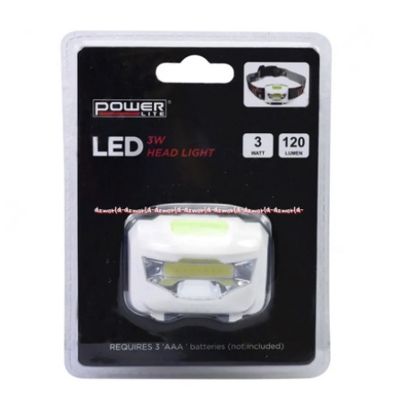 Powerlite LED 3W Headlamp Lampu Senter Kepala Karet Batrai Power lite Baterai Power Lite Head Lamp