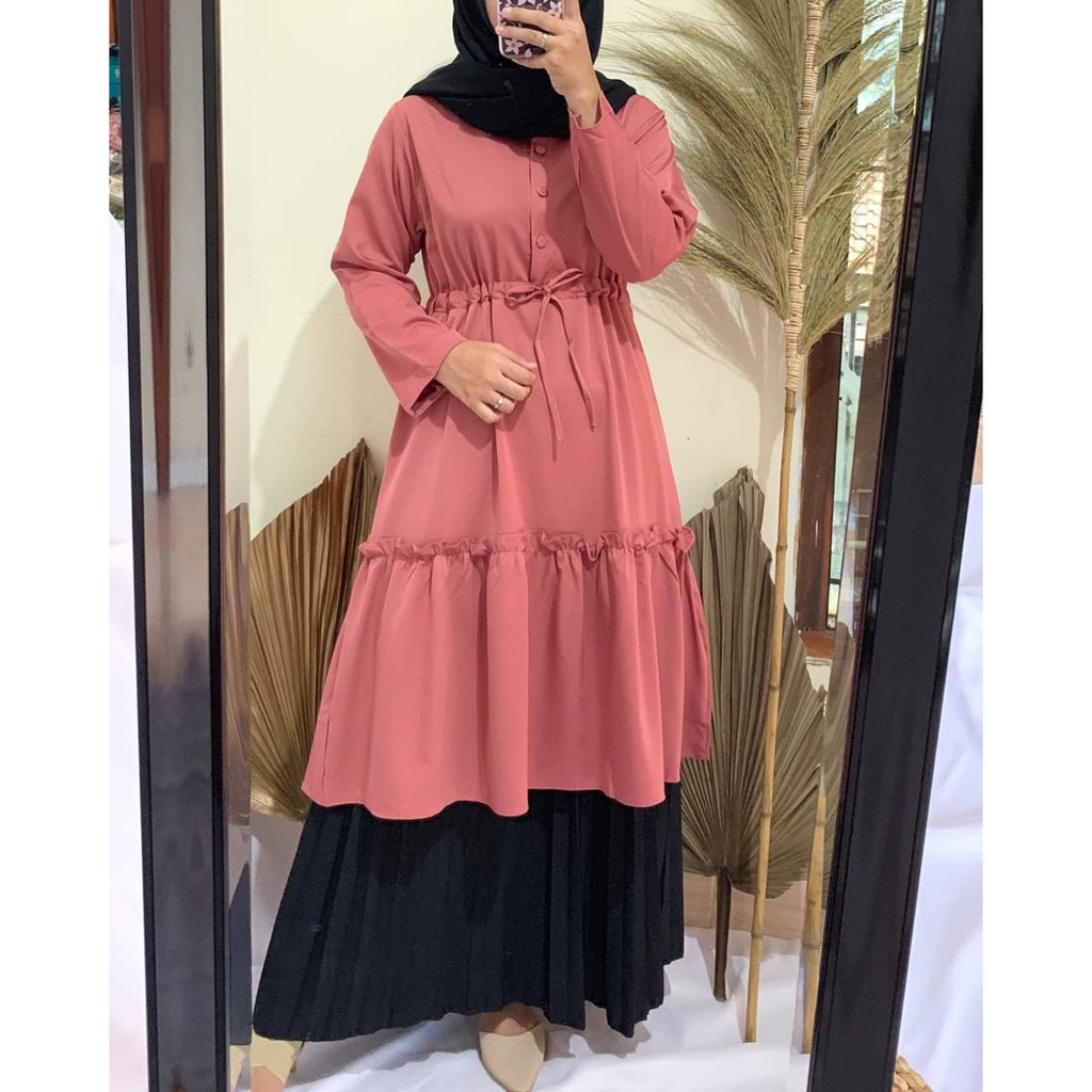 TM 22- COD Kemeja tunik wanita remaja cewek L ld 100 cm panjang murah busui kancing depan