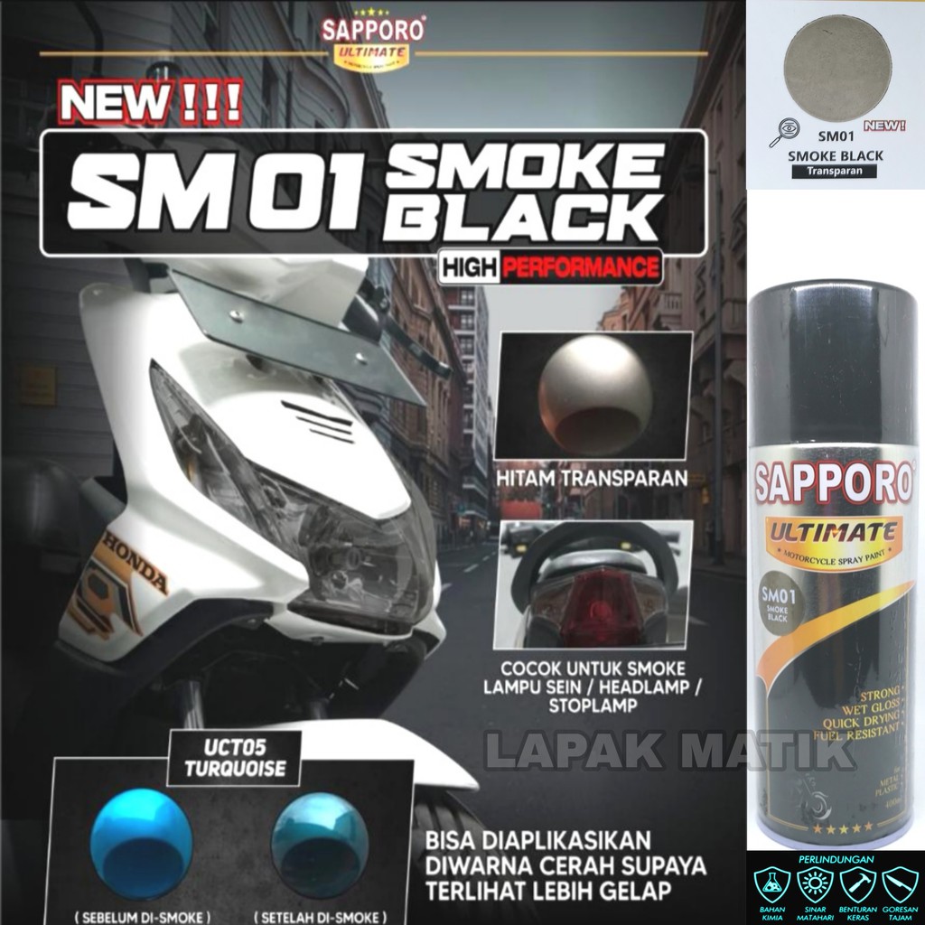 Pilok Sapporo Ultimate SMOKE BLACK / SMOKE HITAM TRANSPARAN SM01 400ML