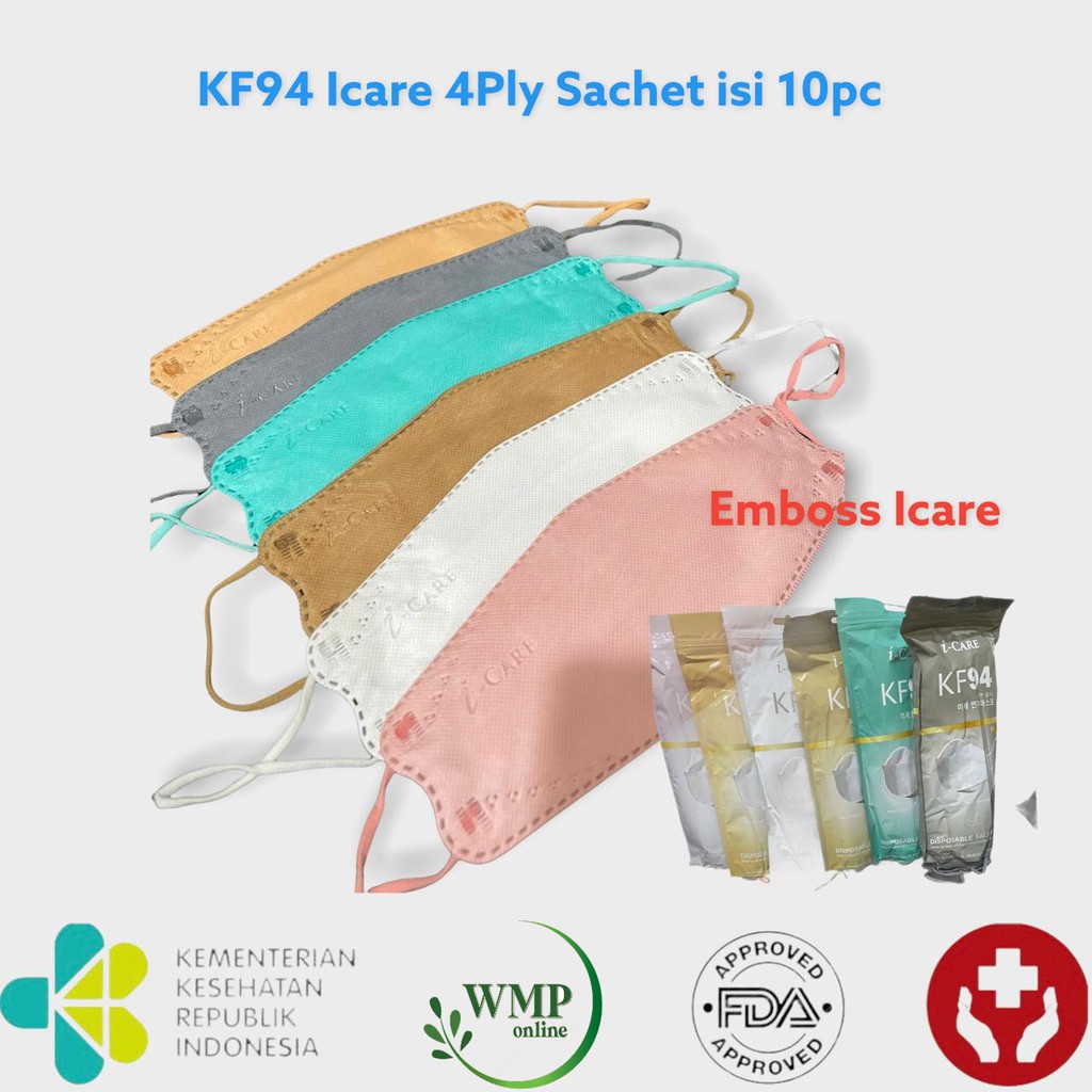 Masker KF94 i-Care 4D Real 4ply Premium Quality Sachet isi 10pc