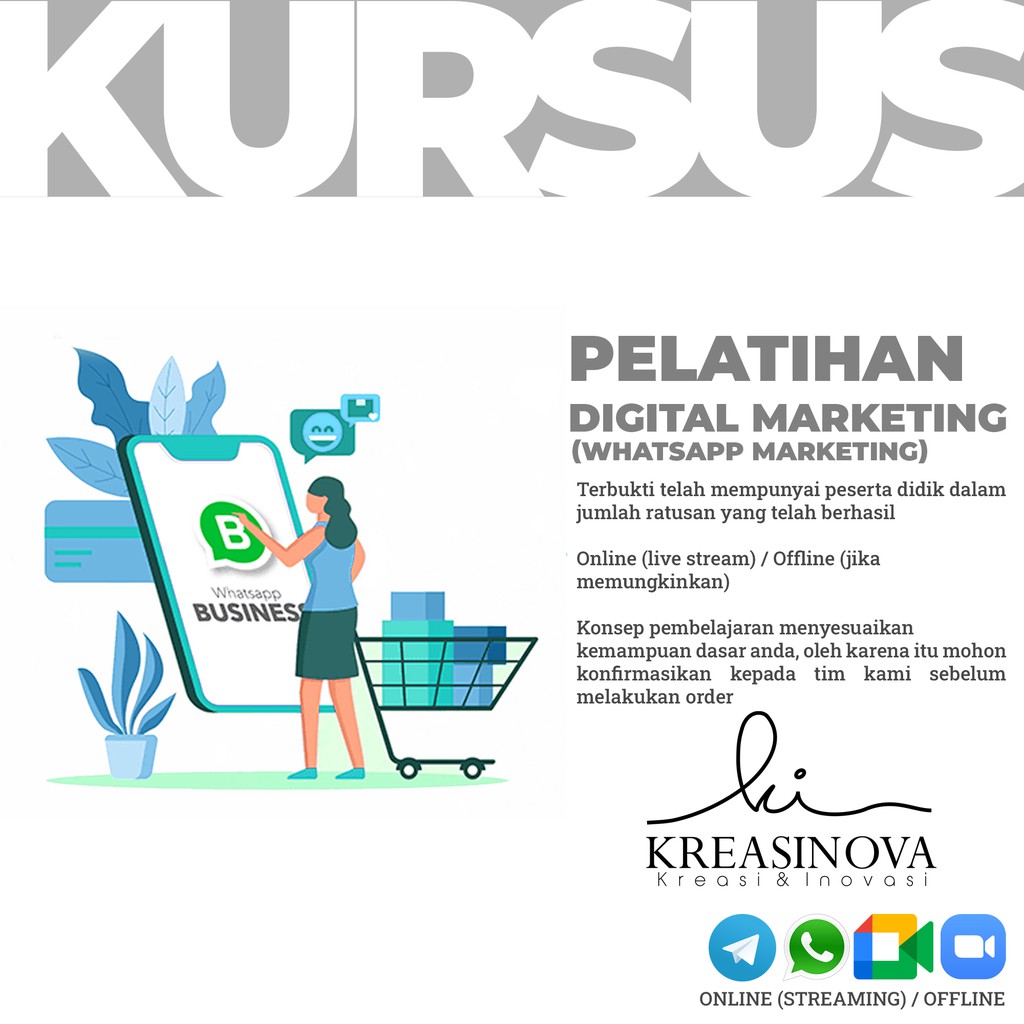 

Kursus online digital marketing series / WHATSAPP BISNIS BASIC / ANTI GAGAL