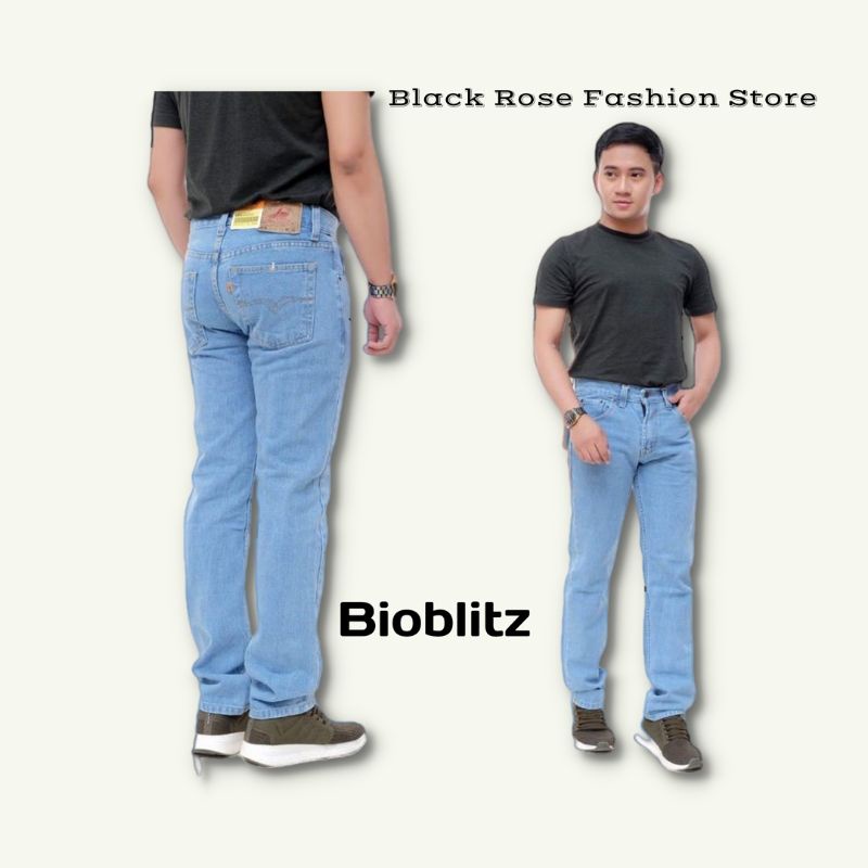 Standart jeans panjang pria Reguler jeans hitam, garment 27 - 44 STD