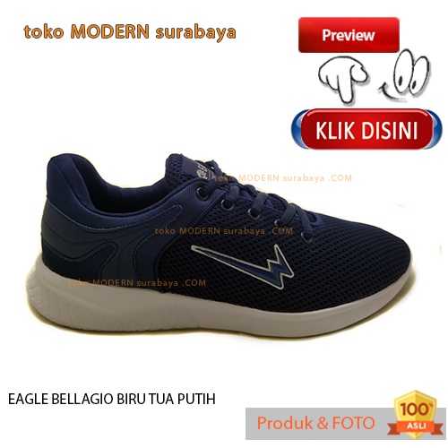 UKURAN JUMBO Sepatu pria casual sepatu sneakers tali EAGLE BELLAGIO BIRU TUA PUTIH