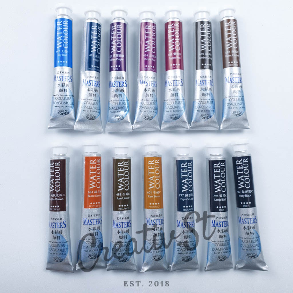 

MARIES Artist Cat Air Masters Water Color 9 Ml Part 3 Purple Brown Black Shade Cat Air Watercolor