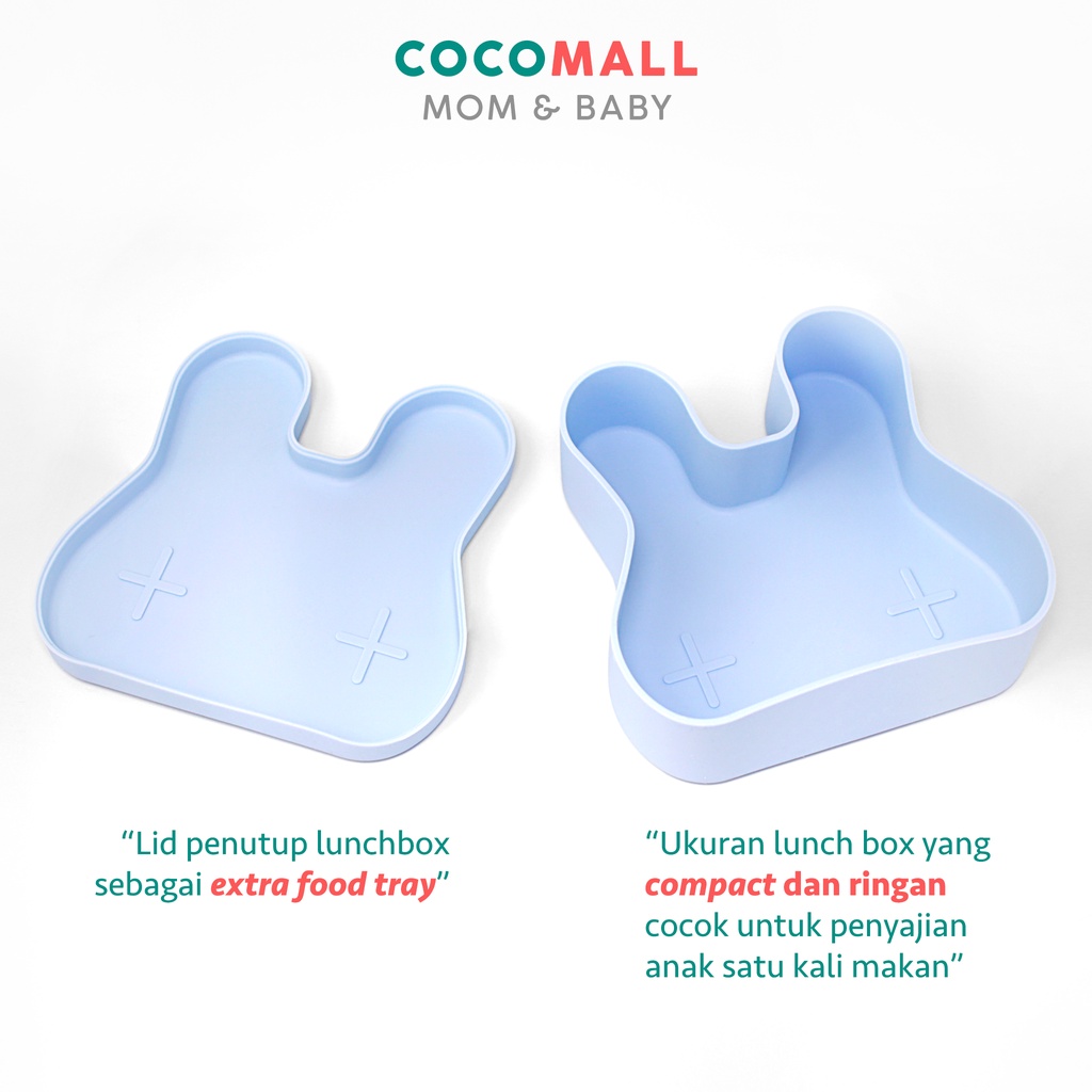 COCOMALL Bunny Silicone Lunch Box with Lid and Band - Kotak Makan Siang Anak dengan Tutup - Tempat Makan Silikon Non Sekat - Wadah Bekal Anak