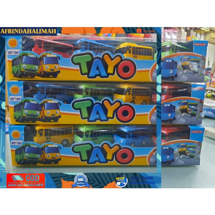 

[TERBARU] Mainan bus tayo school bus set isi 4pc 1:64 box