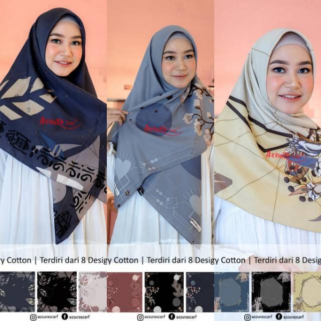 ECER HIJAB SYARI ZELINE JUMBO KATUN  AZZURA SCARF KERUDUNG MOTIF JILBAB