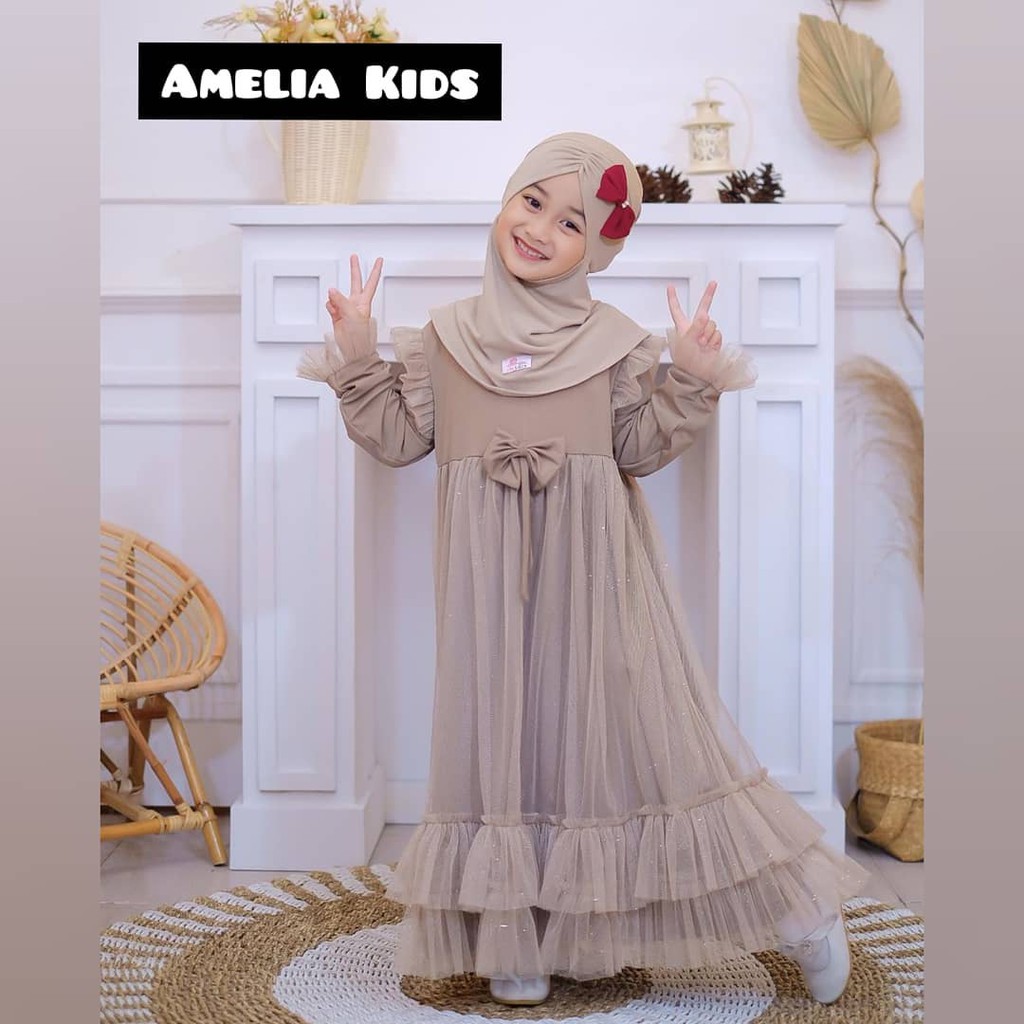 AMELIA KIDS Bahan MANGGO CREPE + TILE Gamis Anak 6-8 TAHUN GAMIS LEBARAN ANAK PREMPUAN TEBRARU 2023 DRESS FASHION ANAK PEREMPUAN BAJU ANAK PREMPUAN TERBARU PAKAIAN ANAK MUSLIM PREMPUAN