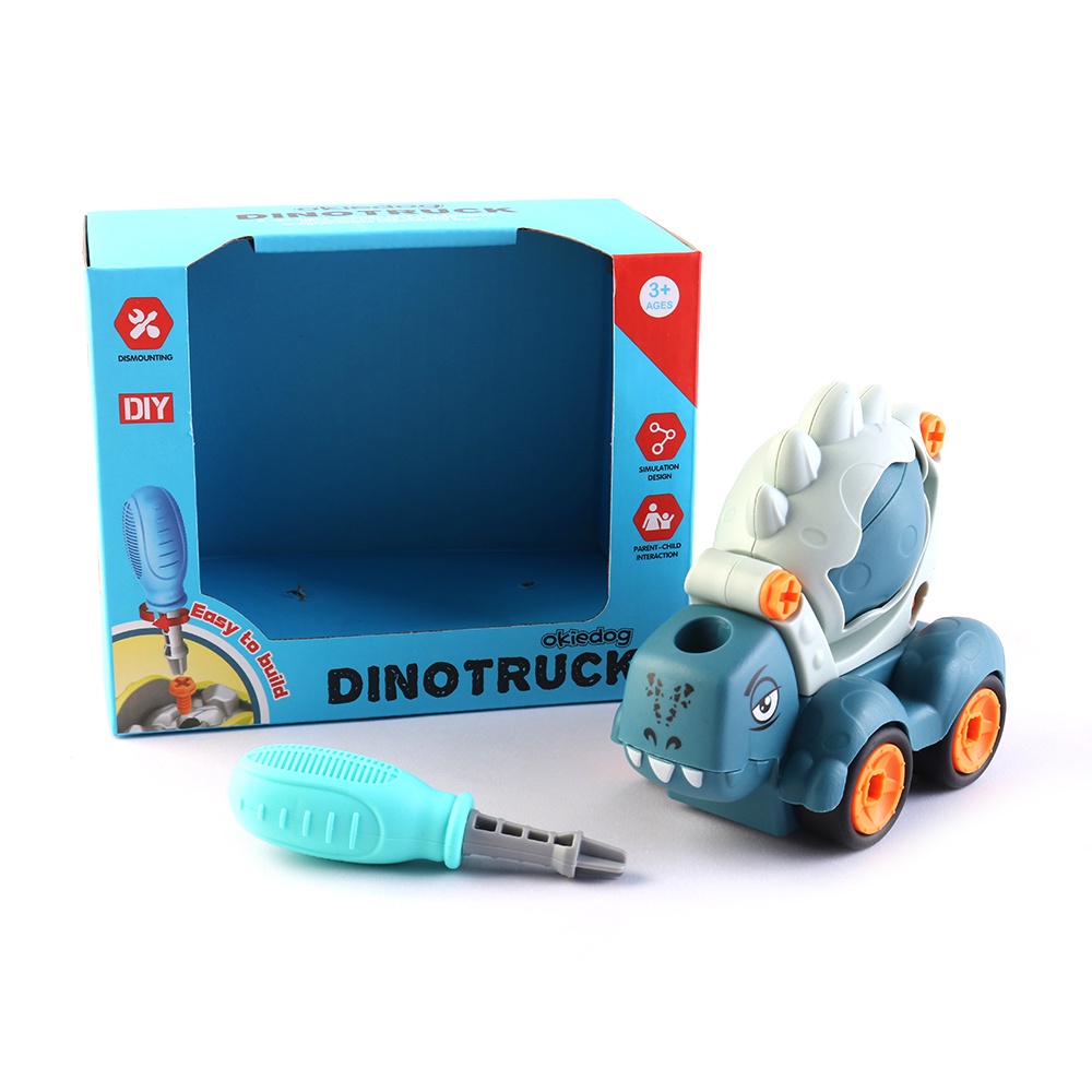 Okiedog DIY Dino Truck - Mainan Bongkar Pasang Anak Mobil Mobilan Anak Cowo Truk