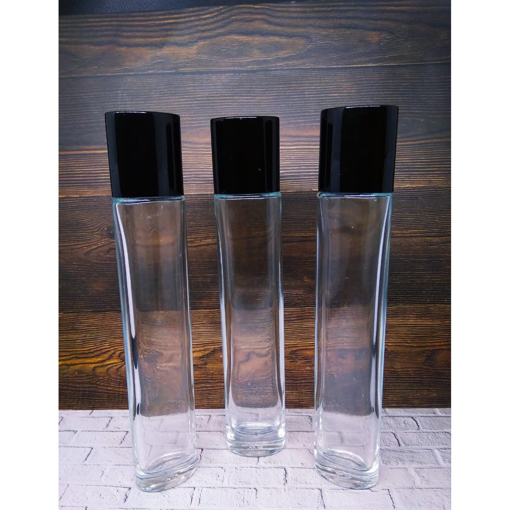 Botol Parfum Press Lilin Oval 30ml Pump Hitam Dan Tutup Hitam Oval Lusinan