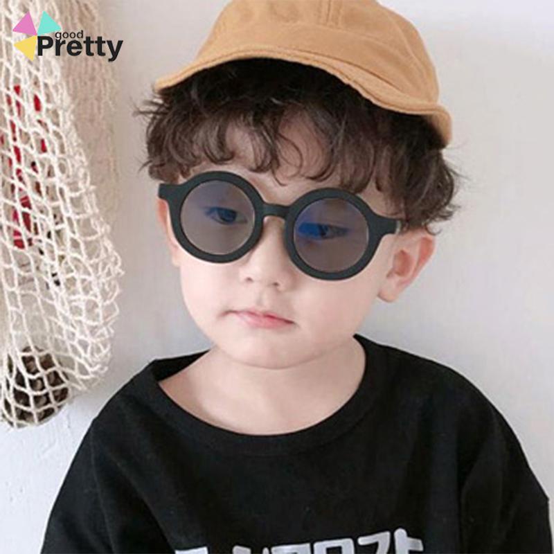 Baby Baby Sunglasses Bingkai Bulat Anak Retro UV400 Purple Anti -Garis - PD