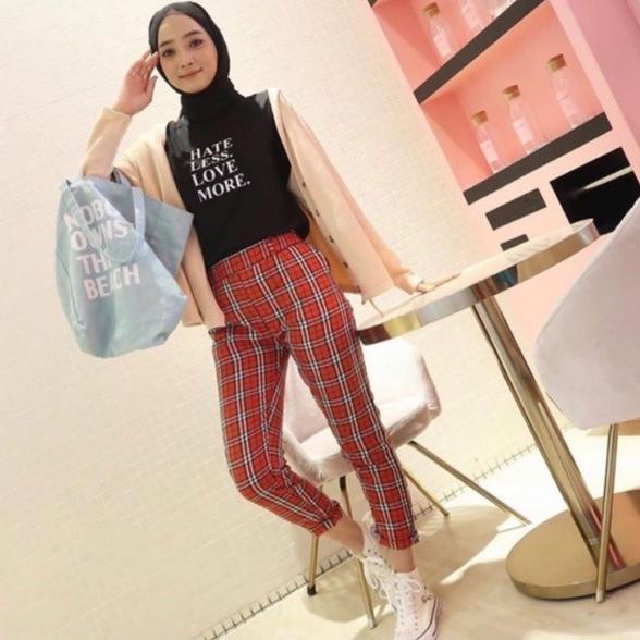 {Kad31au22ᴰ} CELANA TARTAN/ CELANA KOTAK KOTAK/ CELANA PENSIL CASEY PANTS BOXY TARTAN PANTS