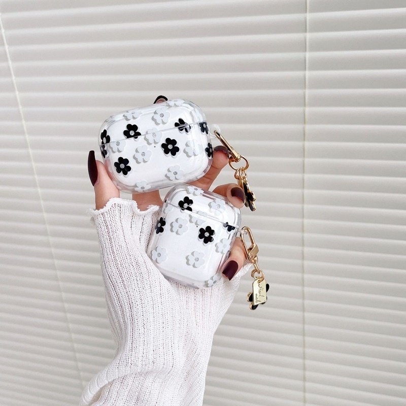 Monochrome Flower Softcase for Airpods 1 2 Pro 3 Case Casing Airpods Lucu