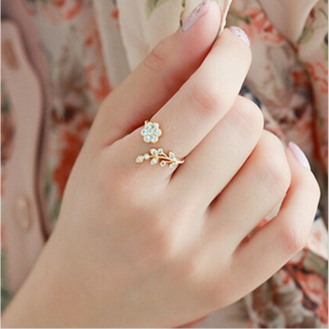 Cincin Wanita Mini FLOWER Open Cuff Korea Fashion Style Aksesoris Cewe Women Ring